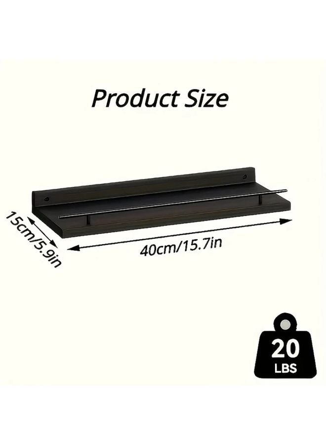 Black Floating Shelf Wall Mounted Storage Single Layer Easy Assemble for Bathroom Kitchen - Image 3